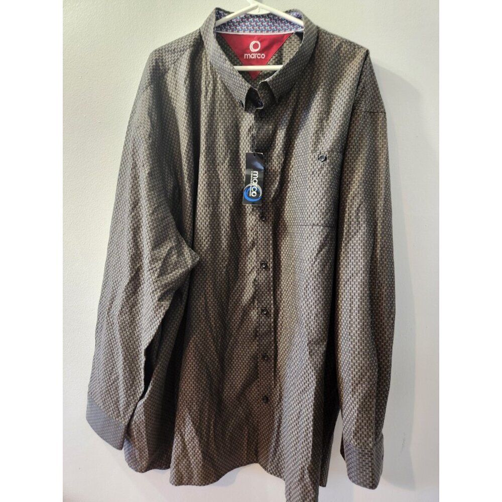 Marco Men Shirt Size 5XL Long Sleeves Charcoal New With Tag